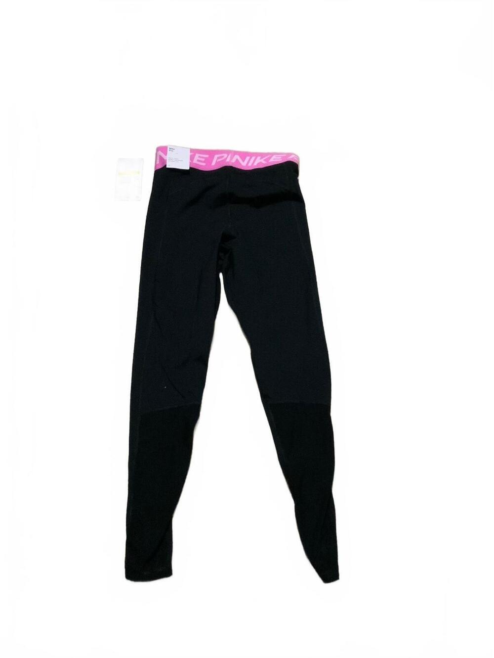 Nike Pro Women's Training Tights Black with Pink Waistband Size Small